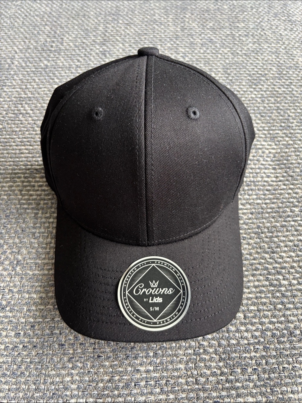 Crowns by Lids Solid Black Blank All Star Stretch Fitted Baseball Cap | Sz S/M